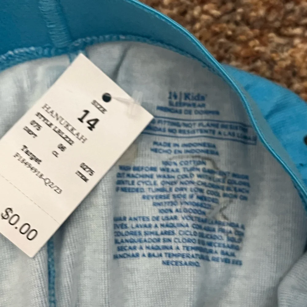 NWT - Kids Size 14 Chanukkah Pajama Pants and Long Sleeve Set
